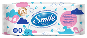 Влажные салфетки Smile Baby с рисовым молочком, 56 шт